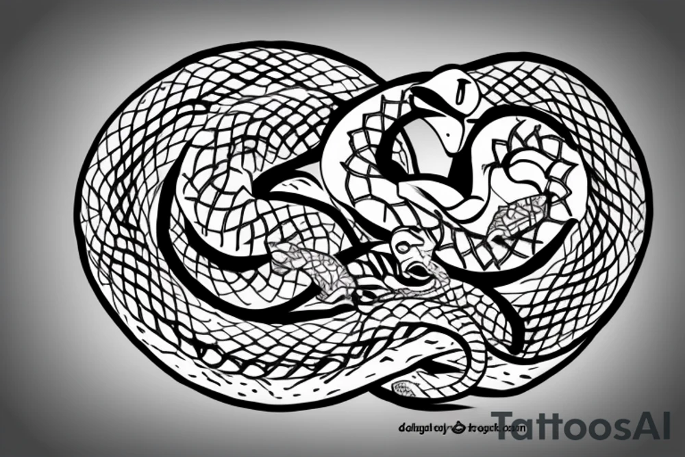 Ouroboros snake in a round shape tattoo idea