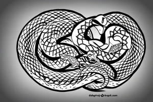 Ouroboros snake in a round shape tattoo idea