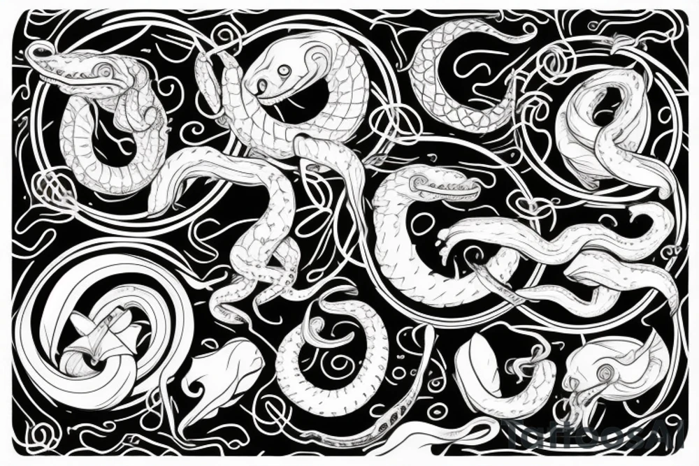 Ouroboros snake in a round shape tattoo idea