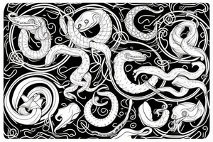 Ouroboros snake in a round shape tattoo idea