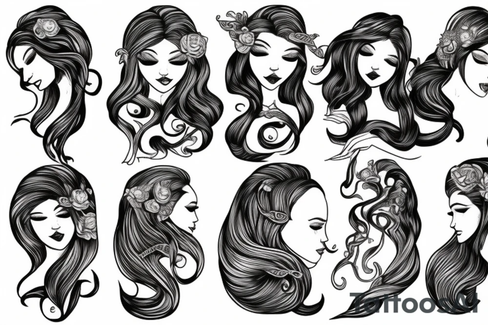 mermaid with flowing hair and tale tattoo idea mermaid with flowing hair and tale tattoo idea