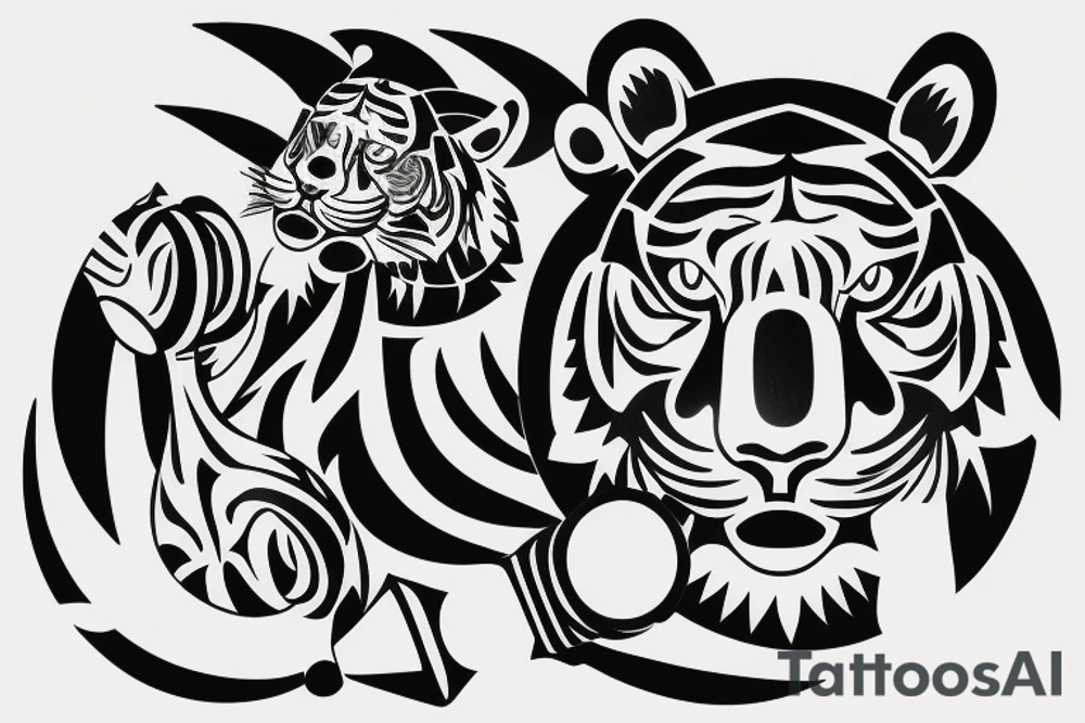 tiger with tattoos holding a chess piece tattoo idea