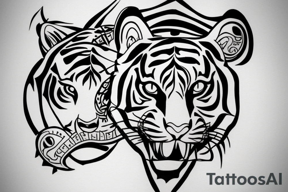 tiger with tattoos holding a chess piece tattoo idea