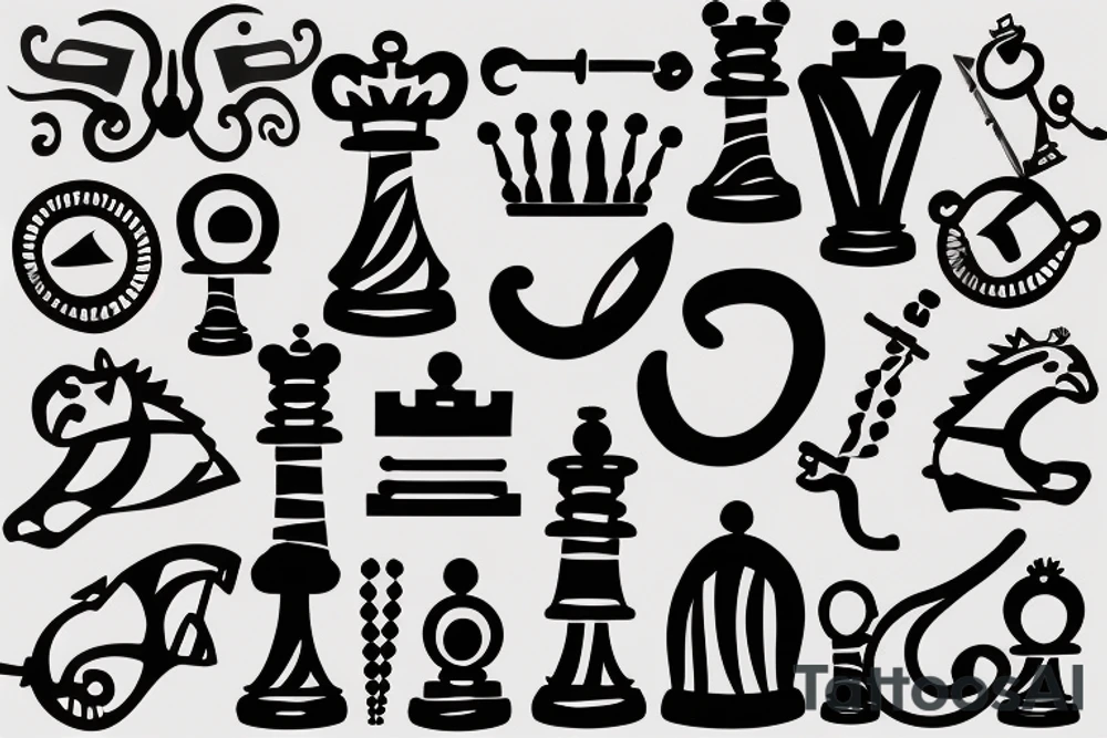 tiger with glasses holding a chess piece tattoo idea