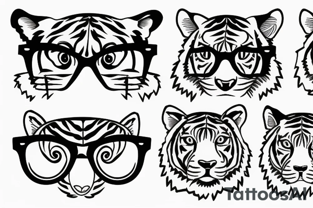 tiger with glasses tattoo idea