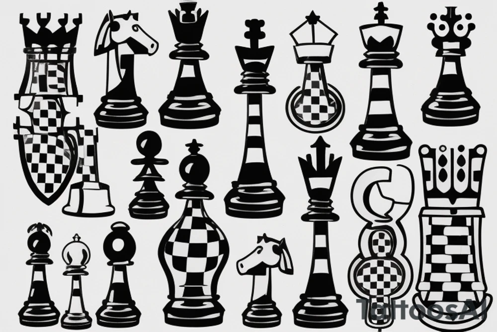 5 chess pieces representing family tattoo idea