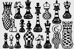 5 chess pieces representing family tattoo idea