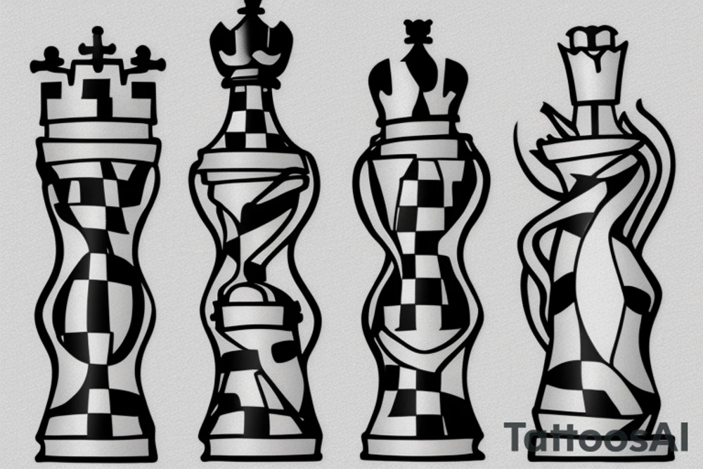 5 chess pieces representing family tattoo idea