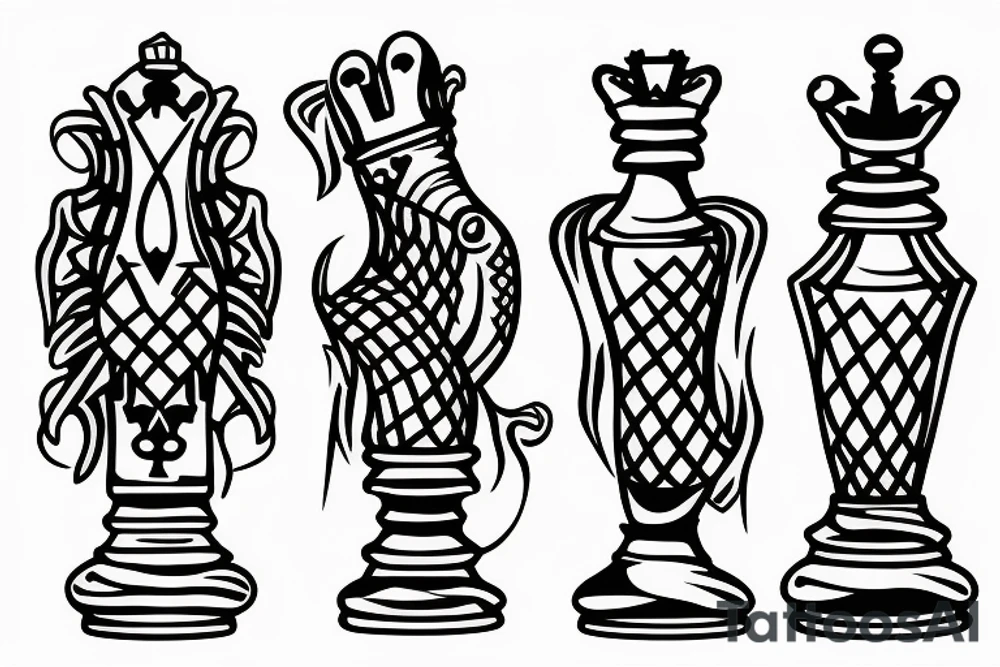 5 chess pieces representing family tattoo idea