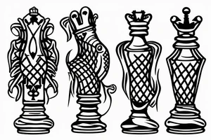 5 chess pieces representing family tattoo idea