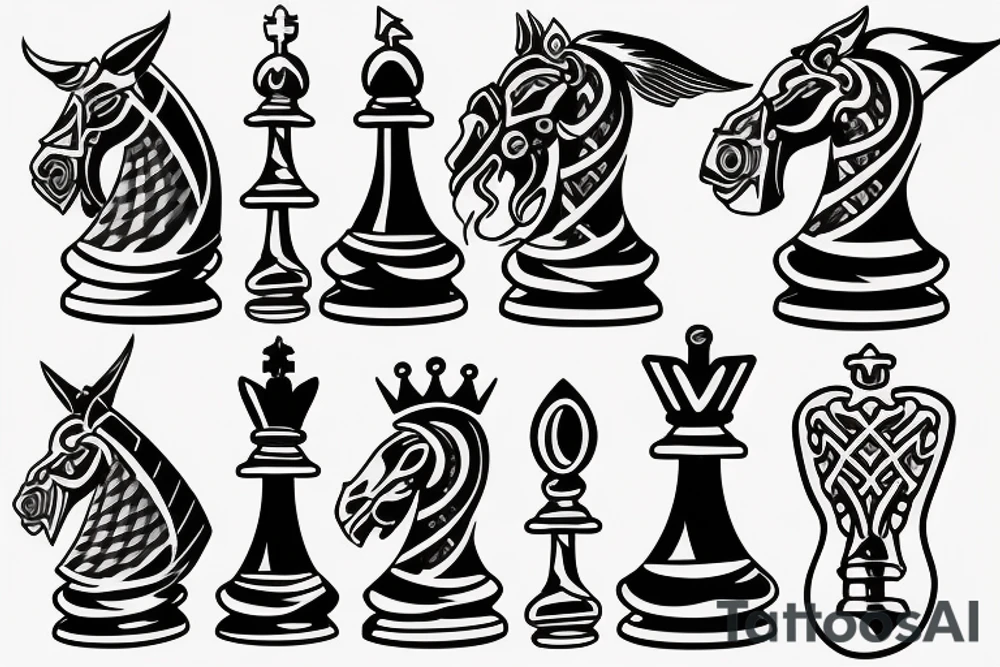 5 chess pieces representing family tattoo idea