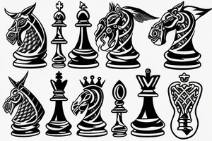 5 chess pieces representing family tattoo idea