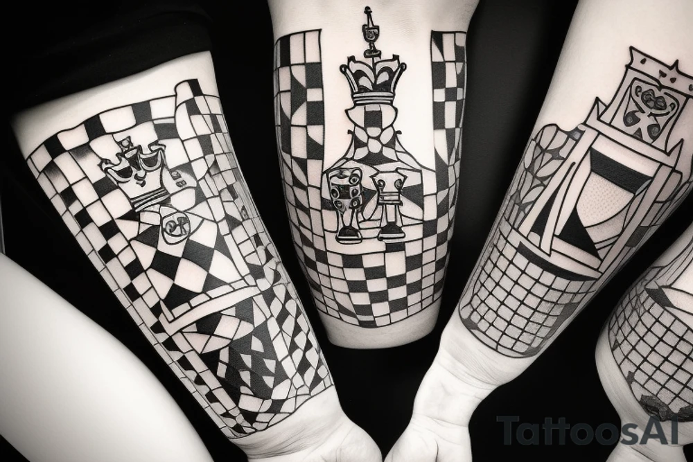 5 chess pieces representing family tattoo idea