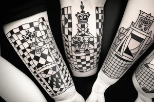 5 chess pieces representing family tattoo idea