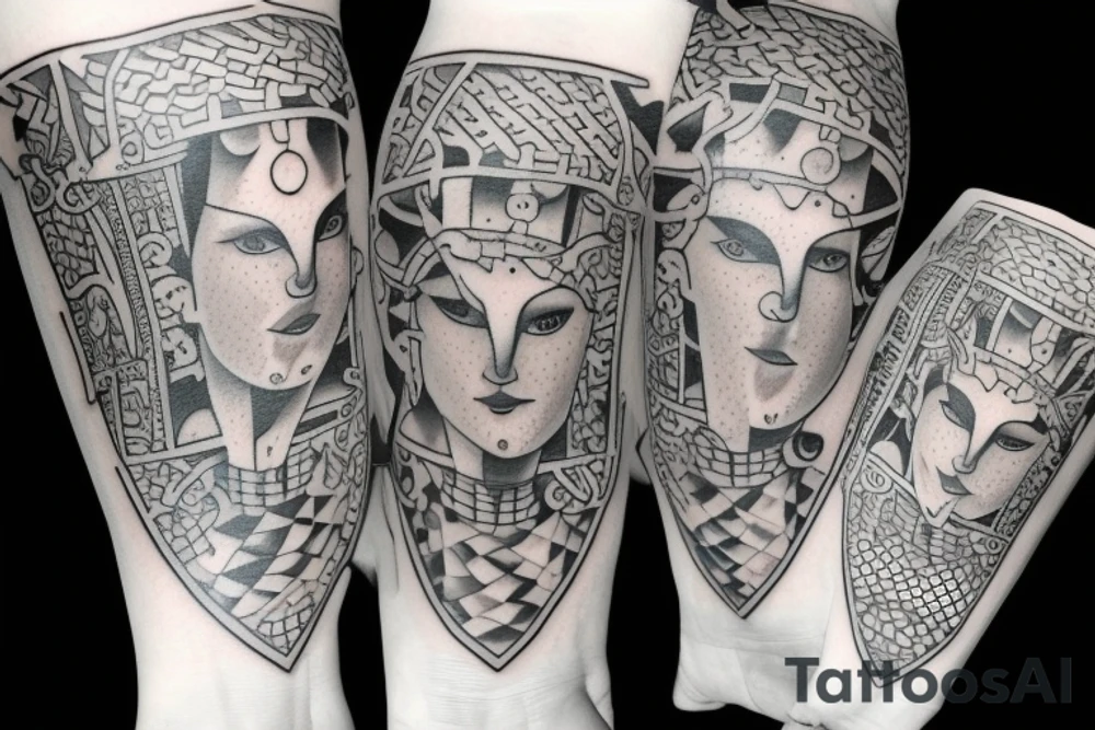 5 chess pieces representing family tattoo idea
