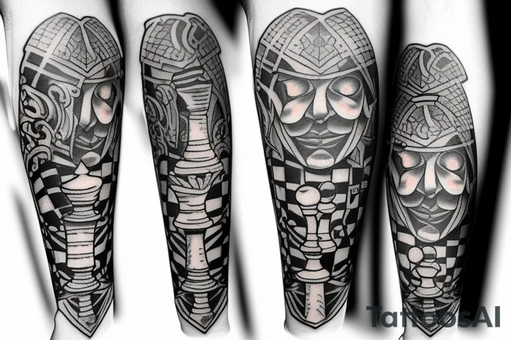 5 chess pieces representing family tattoo idea