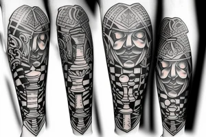 5 chess pieces representing family tattoo idea