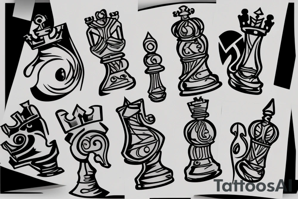 5 chess pieces representing family tattoo idea