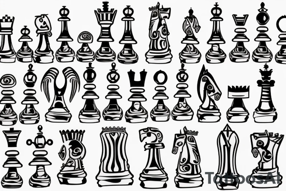 5 chess pieces representing family tattoo idea