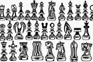 5 chess pieces representing family tattoo idea