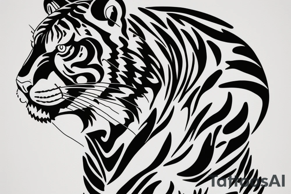 tiger body from the side tattoo idea