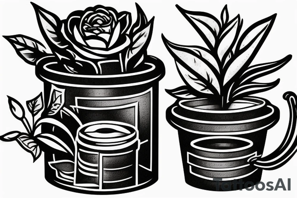 cast iron plant in a pot tattoo idea