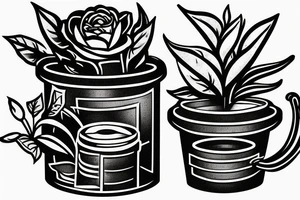 cast iron plant in a pot tattoo idea