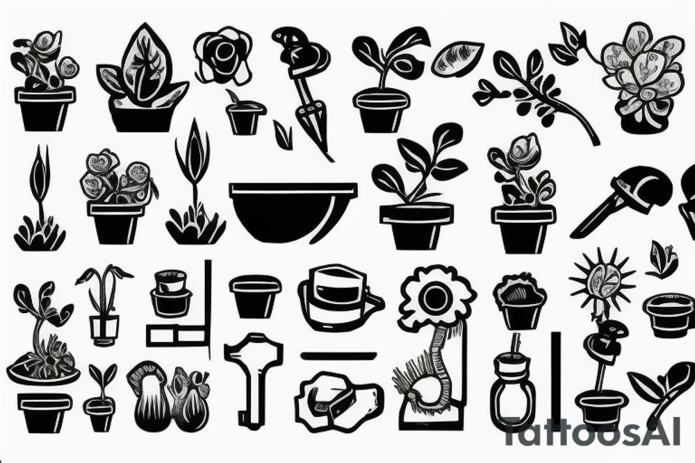 cast iron plant in a pot tattoo idea