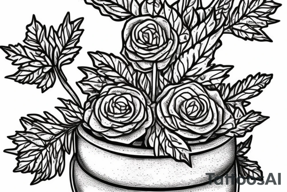 cast iron plant in a pot tattoo idea