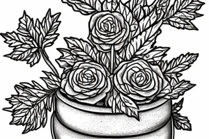 cast iron plant in a pot tattoo idea