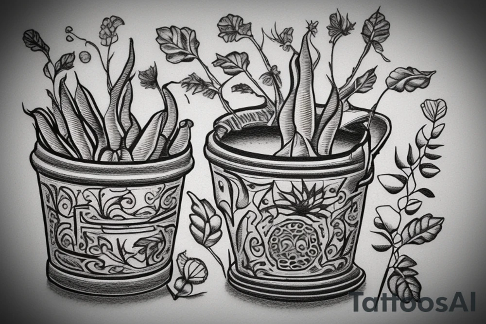 cast iron plant in a pot tattoo idea