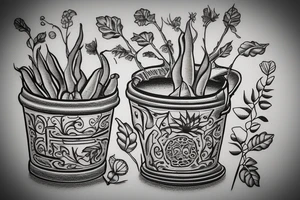 cast iron plant in a pot tattoo idea