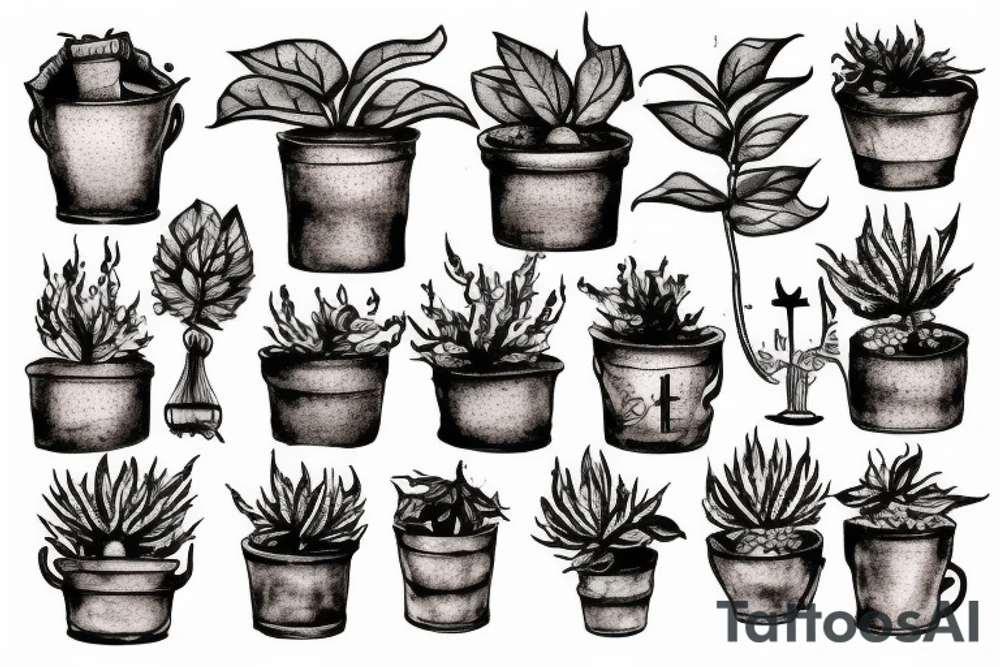 cast iron plant in a pot tattoo idea