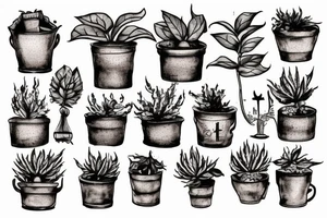 cast iron plant in a pot tattoo idea