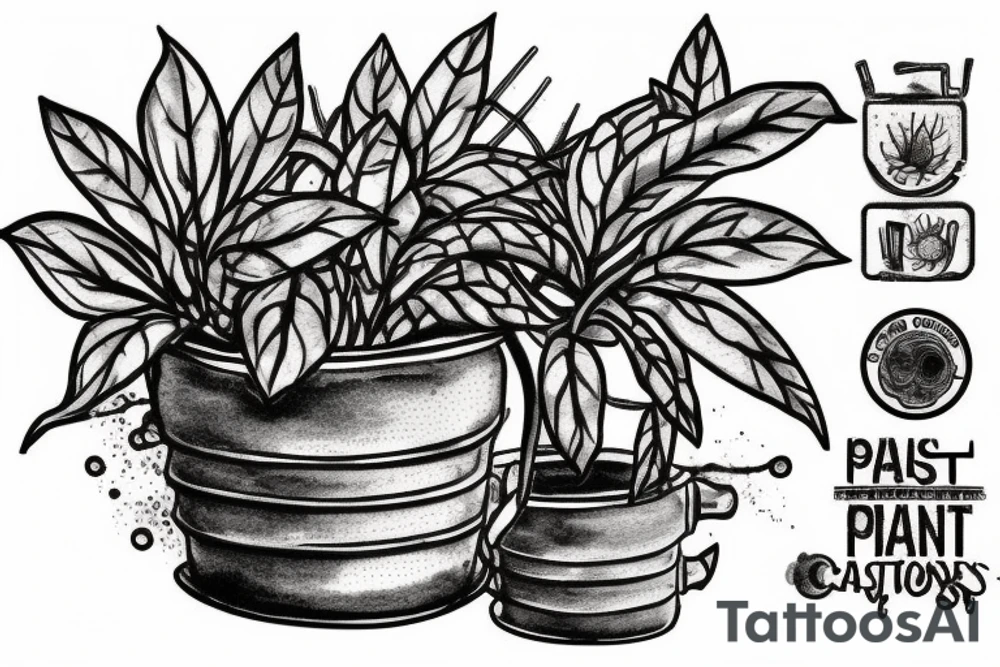 cast iron plant in a pot tattoo idea