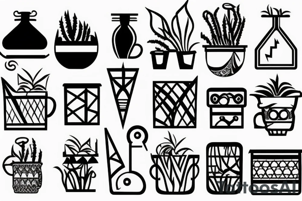 cast iron plant in a pot tattoo idea