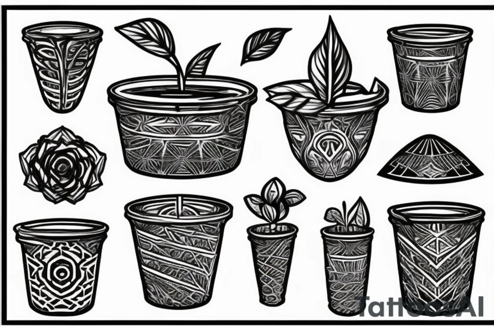 cast iron plant in a pot tattoo idea