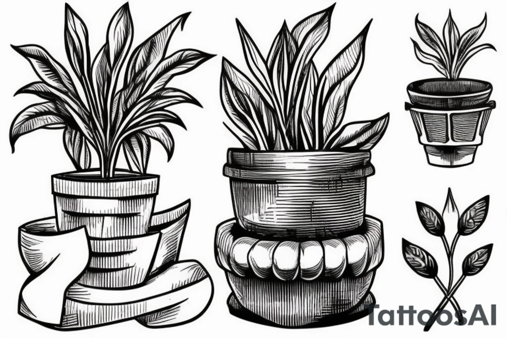 cast iron plant in a pot tattoo idea