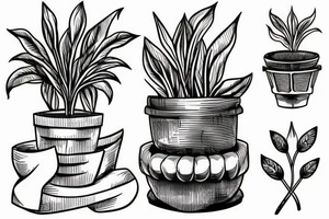 cast iron plant in a pot tattoo idea