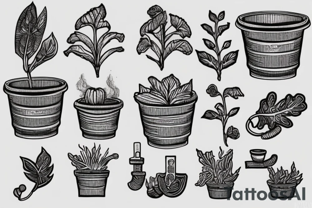 cast iron plant in a pot tattoo idea