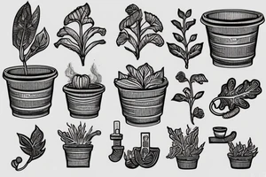 cast iron plant in a pot tattoo idea