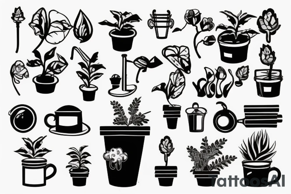 cast iron plant in a pot tattoo idea