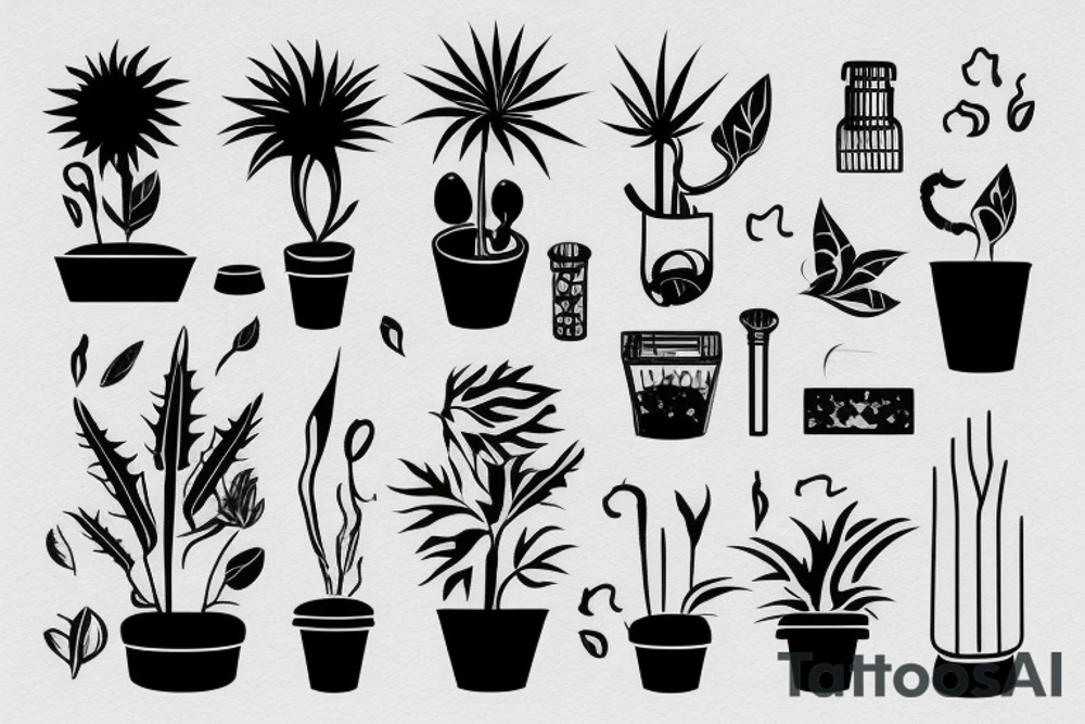 cast iron plant in a pot tattoo idea