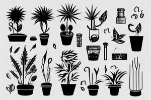 cast iron plant in a pot tattoo idea
