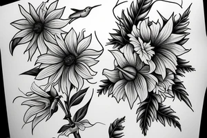 sunflower and a hibiscus with a hummingbird tattoo idea