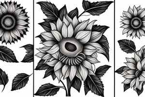 sunflower next to a hibiscus with a hummingbird tattoo idea