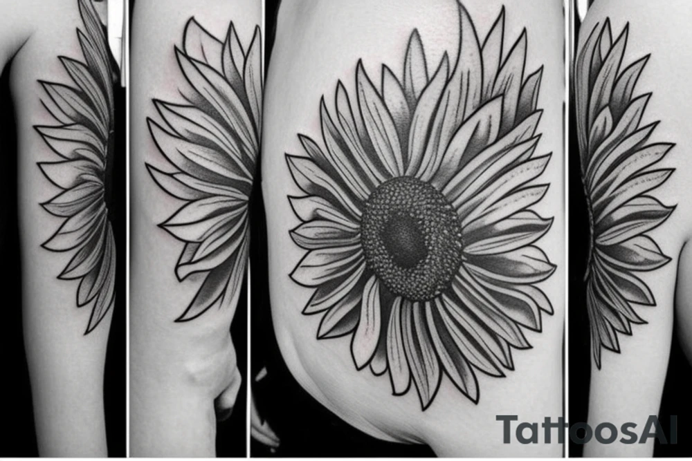 sunflower on left shoulder tattoo idea