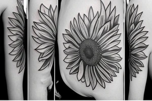 sunflower on left shoulder tattoo idea
