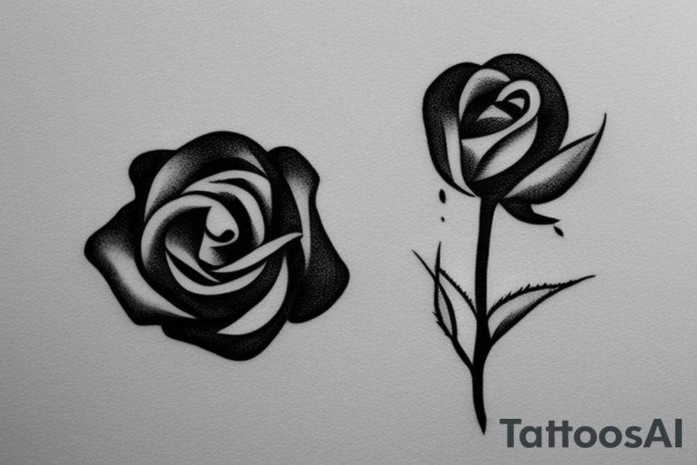 A minimalist tattoo design of a rose with a stem growing out of ashes tattoo idea