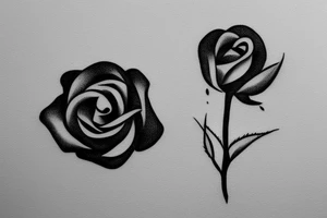 A minimalist tattoo design of a rose with a stem growing out of ashes tattoo idea